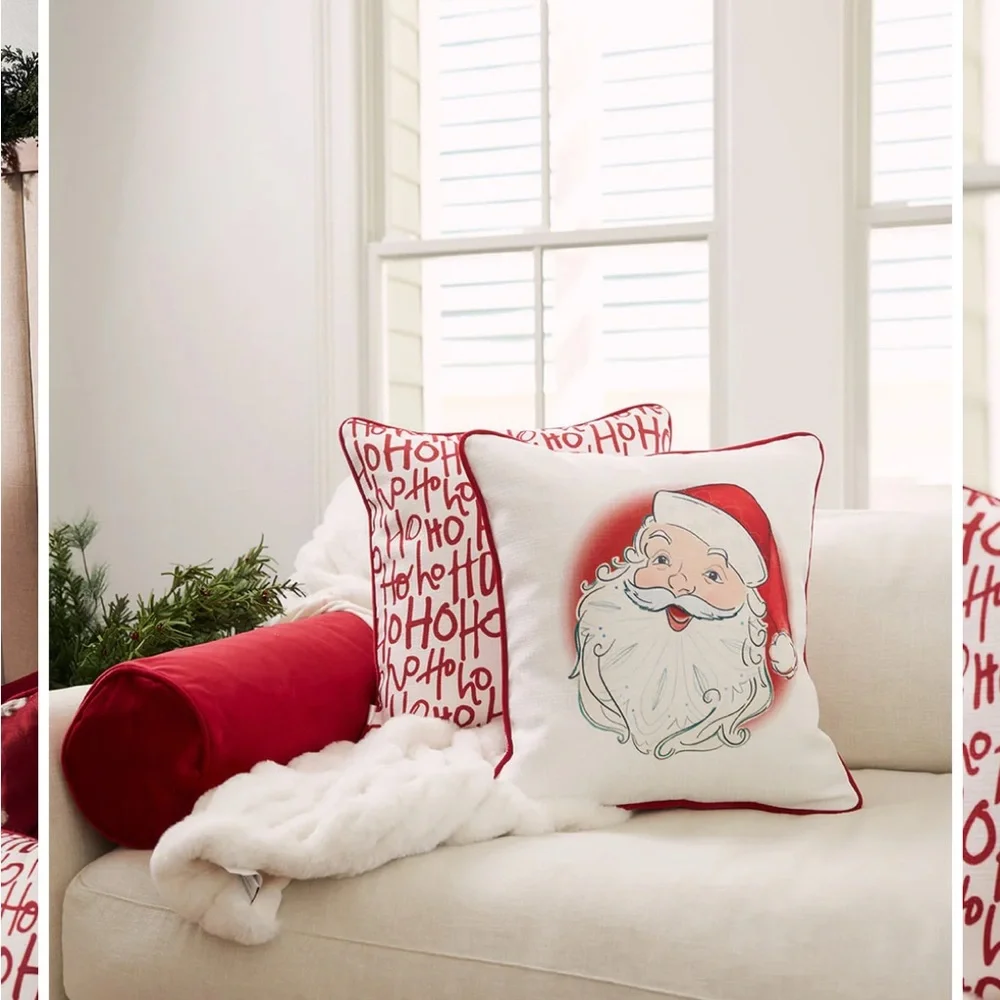 SEWING DOWN SOUTH Vintage Stitch Santa Pillow *cover only* 2 PILLOWS IN 1!